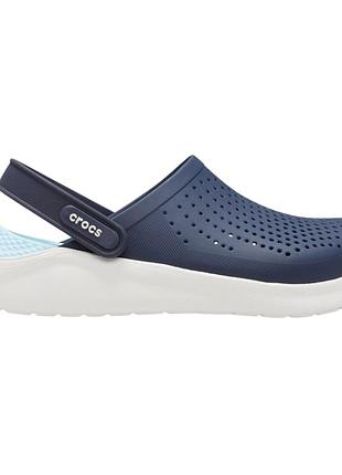 Crocs literide clog navy almost white, крокси лайтрайд темно сині унісекс оригінал + коробка m6/w8