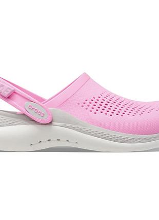 Crocs literide 360 clog taffy pink (m4/w6), крокси лайтрайд 360 рожеві білі жіночі оригінал + коробка m7/w9