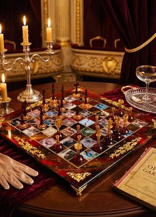Ексклюзивний шаховий набір “palais garnier” з унікальними фігурами з епоксидної смоли