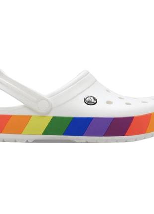 Crocs crocband rainbow block white, кроксы крокбенд белые мужские женские унисекс оригинал + коробка