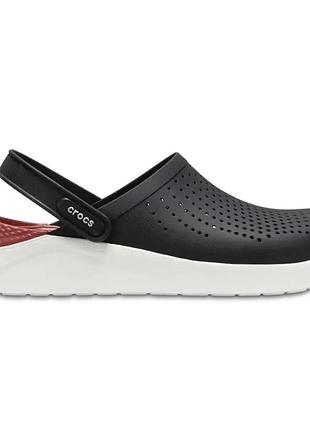 Crocs literide clog black white, кроксы лайтрайд черные с белой подошвой мужские унисекс оригинал m5/w7