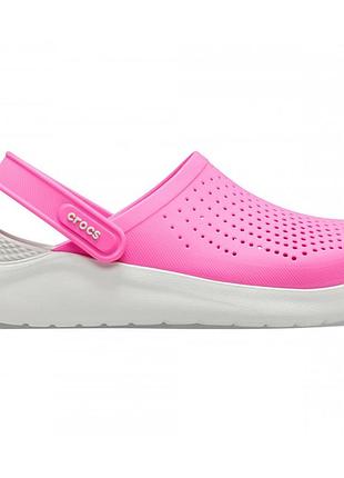 Crocs literide clog electric pink, кроксы лайтрайд розовые женские унисекс оригинал + коробка m5/w7
