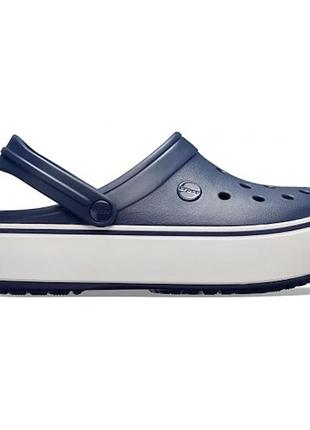 Crocs crocband platform clog navy white оригінальні, крокси на платформі темно сині біла підошва + коробка
