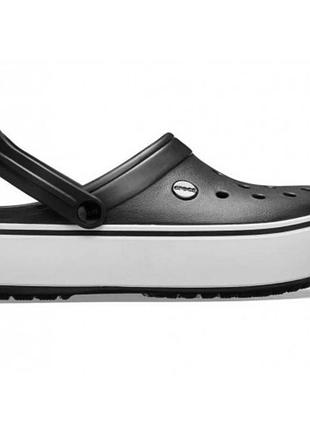 Crocs crocband platform black white оригинальные, кроксы на платформе черные с белой подошвой + коробка m7/w9