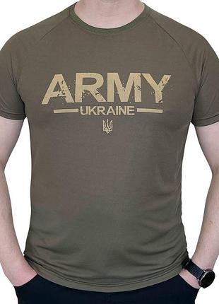 Тактическая военная футболка хаки мужская влагоотводящая повседневная с принтом "army" coolmax аntistatic xxxl