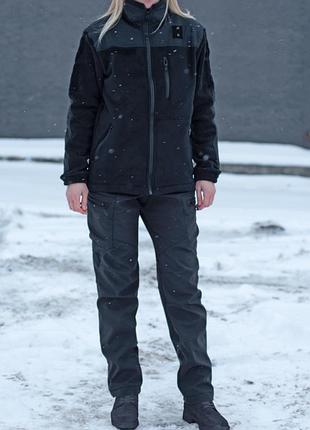 Женские тактические штаны softshell на флисе 52, черный