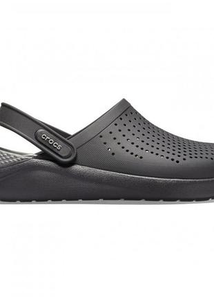 Crocs literide clog black slate grey, крокси лайтрайд чорні чоловічі жіночі унісекс оригінал + коробка m7/w9
