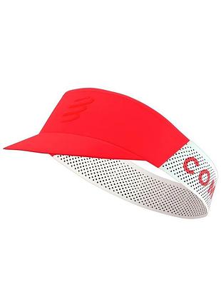 Козырек для бега compressport pro racing visor, защита от солнца, fluo red, one size