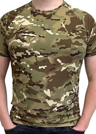 Тактична військова футболка камуфляжна мультикам вологовідвідна multicam coolmax antistatic l
