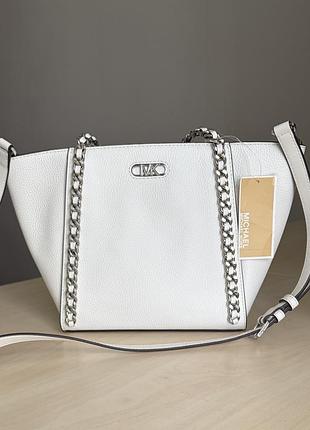 Сумка жіноча michael kors westley 30s3s5wt1l optic white sm tz grab chain tote leather білий