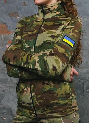 Жіноча військова кофта на флісі/ тактична жіноча фліска/ армійська флісова кофта на блискавці/ мультикам
