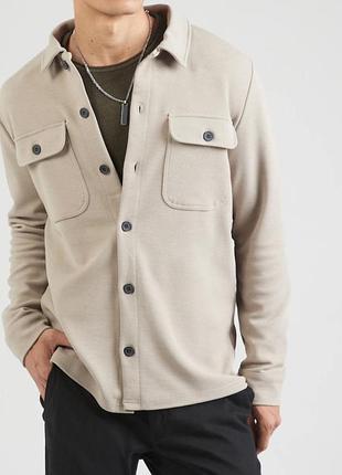 Плотная трикотажная рубашка-куртка only &amp; sons regular fit р. l бежевая