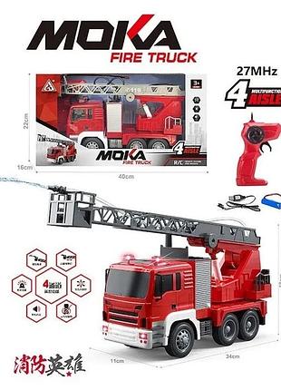 2161 “пожарная машина” на радиоуправлении, подсветка, звуки, аккумулятор 3.7v, usb кабель, пульт 27mhz, помповая подача воды