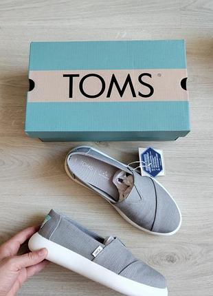 Женские серые слипоны макасины томс moms alpargata mallow grey размер 36 36.5