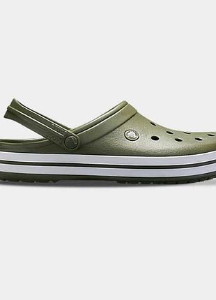 Crocs crocband army green original чоловічі, крокси крокбенд чоловічі хакі оригінал олива з білою підошвою