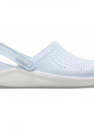 Crocs literide clog original mineral blue white женские, кроксы лайтрайд оригинал голубые с белой подошвой