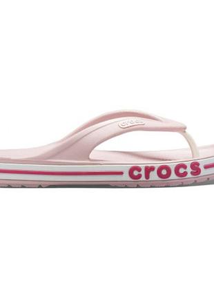 Crocs bayaband flip petal pink оригинал женские, кроксы вьетнамки розовые оригинальные с коробкой женские