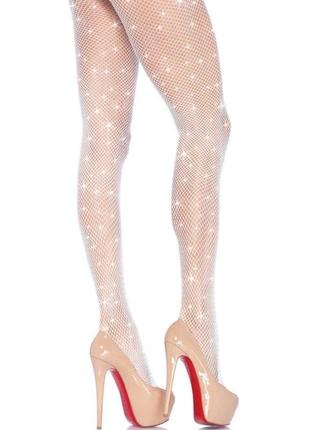 Шикарные колготки со стразами в сеточку