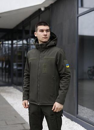 Тактична чоловіча куртка pobedov shadow v2/ водонепроникна куртка softshell з капюшоном/ демісезонна військова вітровка хакі