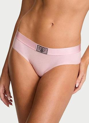 Женские трусики victoria's secret (293779543296) logo cotton shine patch hiphugger s розовые
