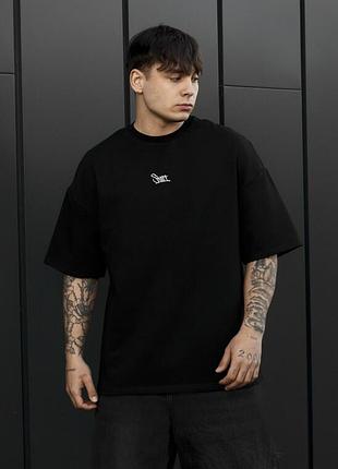 Чоловіча футболка з подовженими рукавами staff black logo oversize premium