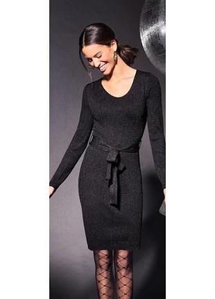 Платье женское с длинным рукавом и люрексом черный 46/48
