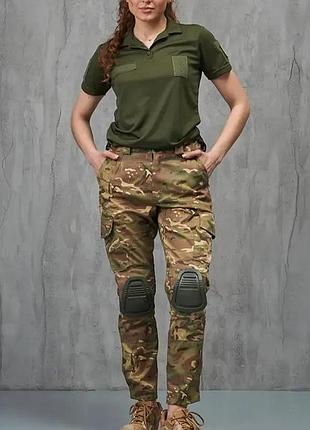 Женские камуфляжные штаны/ тактические женские штаны военные/армейские штаны с наколенниками женские мультикам