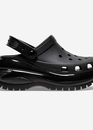 Crocs mega crush clog black original, кроксы мега краш на платформе оригинал женские черные с коробкой