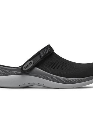 Crocs literide 360 clog light black slate grey чоловічі, крокси лайтрайд 360 оригінал чорні із сірою підошвою m6w8 (38-39)