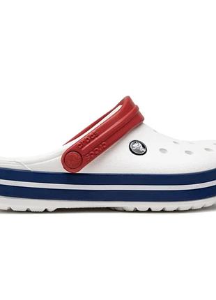 Crocs crocband rainbow block white original жіночі, крокси крокбенд білі з різнобарвною підошвою жіночі