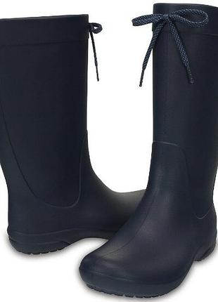 Crocs гумові чоботи дощовики високі freesail rain boot navy