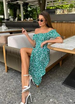 Сукня жіноча літня зелений/білий колір