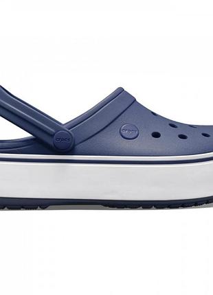 Crocs crocband platform navy white original жіночі, крокси на платформі темно-сині з білою підошвою оригінал m6w8(38-39)
