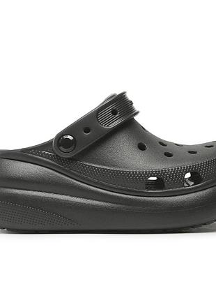 Crocs classic crush black clog original жіночі, крокси на платформі повністю чорні оригінал з коробкою m6w8(38-39)