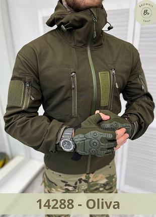 Тактическая демисезонная куртка с капюшоном softshell tornado весна черная, олива, мультикам (арт. 14287-9) oliva, xxl