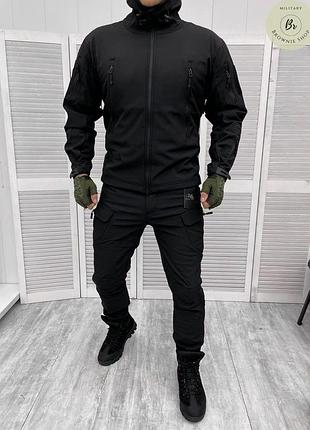 Армейский тактический костюм софтшел silver knight black / тактическая военная форма софтшел черная(арт.13106) xl