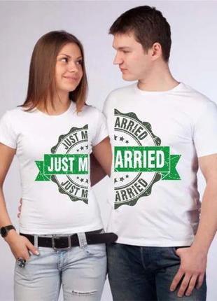 Парные футболки с принтом "just married" push it