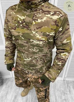 Анорак вітровка на флісі brandit m65 сезон весна / військова куртка анорак brandit на флісі камуфляж (арт. 13386) xxxl