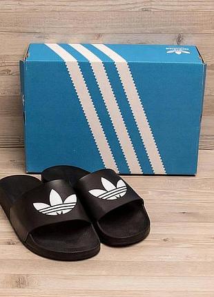 Мужские черные шлепанцы adidas, мужские фирменные шлепки тапочки, мужские уличные шлепанцы адидас 45