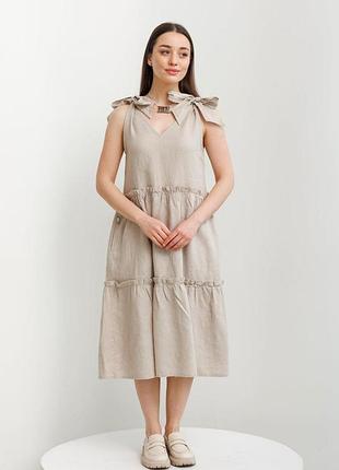 Платье льняное vil'ni кантаньеди бежевый 54