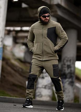 Флисовый спортивный тактический костюм tarantul oliva/black тр6552