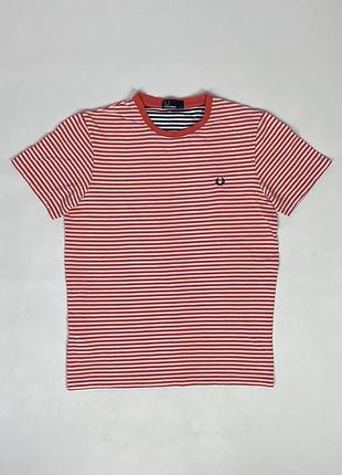 Футболка fred perry оригінал чоловічі у полоску полосата червона біла розмір m