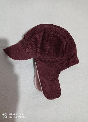 Отличная шапка вельветовая с теплой подкладкой на 3-6 лет2 фото
