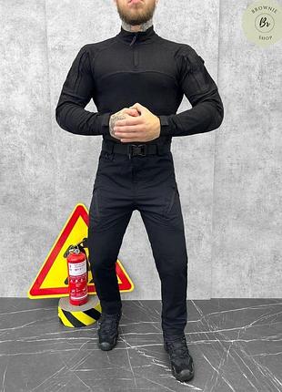 Тактический костюм рубашка убакс и черный брюки tg-osprey-s black. летняя военная форма всу (арт. 16754) xxxl