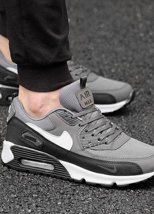 Серые кроссовки мужские nike air max 90 gray 41
