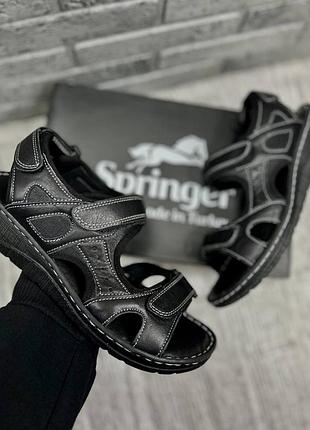 Босоножки женские springer кожаные спортивные черные 39