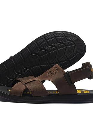 Мужские кожаные коричневые сандалии timberland, мужские повседневные босоножки из натуральной кожи 45