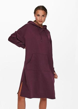 Платье onlchelsea life l/s oversize dress swt 15241307-winetasting only l бордовый 15241307-winetasting
