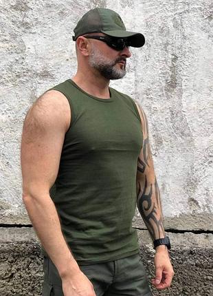 Майка военная х/б хаки. тактическая футболка без рукавов р. 44-60