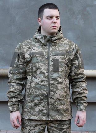 Тактическая весенняя куртка soft shel пикселькуртка тактическая военная